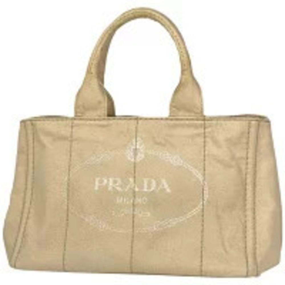 Prada Canapa 2way Tote Handbag Canvas Beige